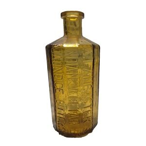 VINTAGE A. Lancaster's Indian Vegetable Jaundice Bitters Amber Glass Bottle